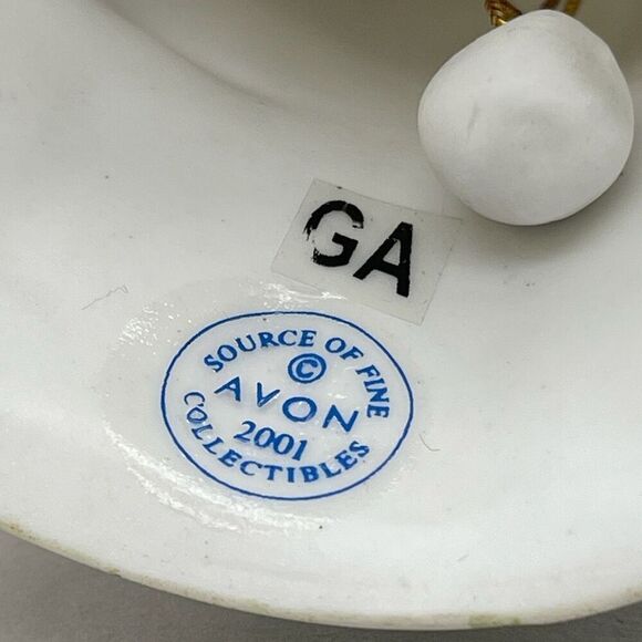 AVON Bisque Porcelain Bird Morning Glory Flower Bell 2001 Collectible Blue Jay - Picture 11 of 16